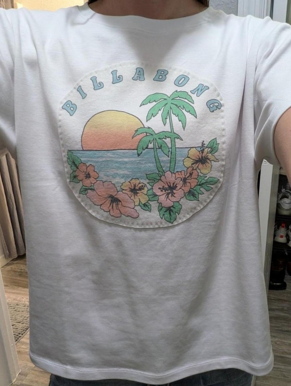 Cotton On & Billabong White Sunset Palm Graphic Tee